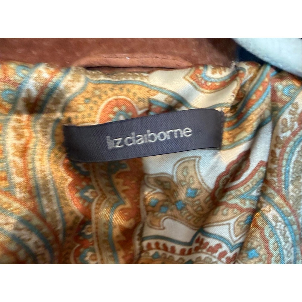 Liz Claiborne‎ rust brown suede jacket early 2000s / Y2K Paisley lining size 16 - Picture 3 of 8